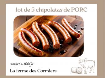 lots de 5 chipolatas de porc
